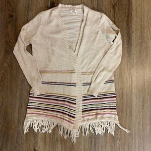 Striped Cardigan Detail with Fringe